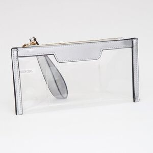 Silver Clear Transparent Wristlet Bag Purse Rectangle Casual Womens Accessory